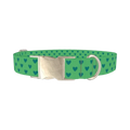 Green Heart Pattern Dog Collar - metal silver