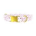 Light Pink Ribbon Heart Dog Collar - metal gold