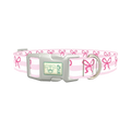 Pink Bow Stripe Dog Collar - plastic silver