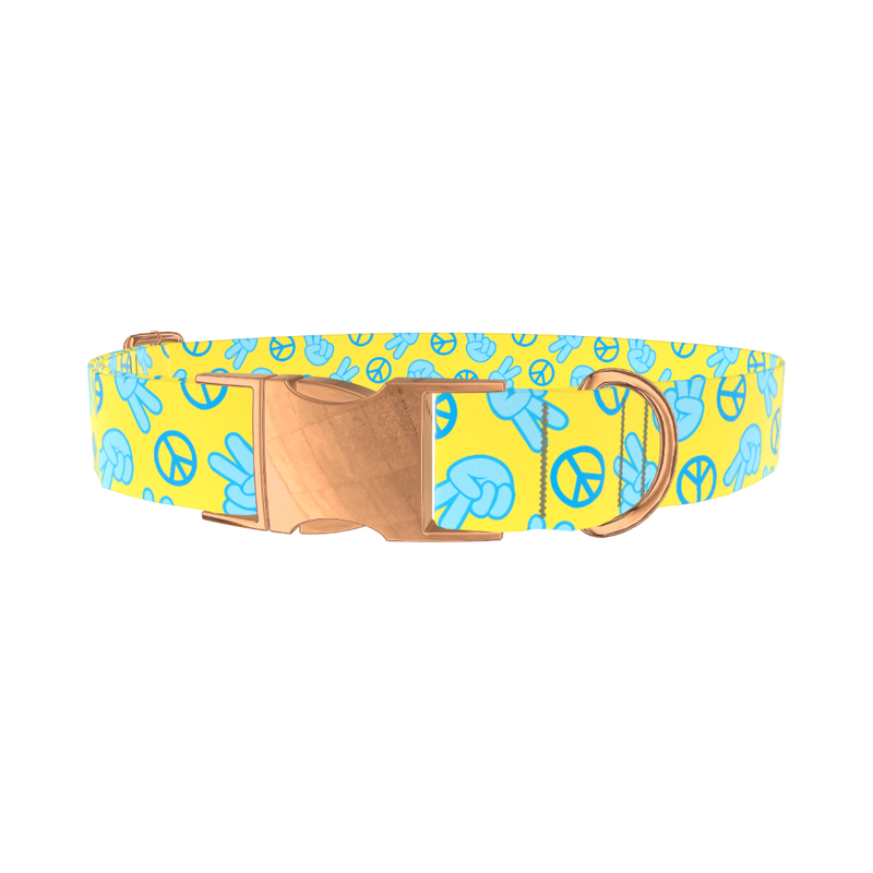 Peace Sign Dog Collar - metal silver