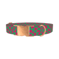 Wavy Check Dog Collar - metal rose gold