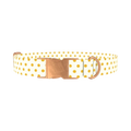 Yellow Polka Dot Dog Collar - metal rose gold