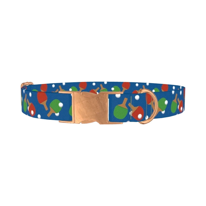 Ping Pong Paddle Dog Collar - metal rose gold
