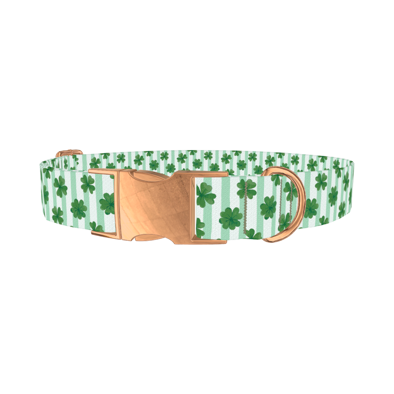 Clover Stripes Dog Collar - metal rose gold