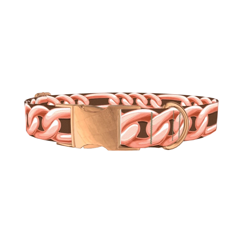 Rose Gold Chain Dog Collar - metal rose gold