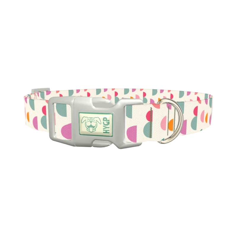Geometric Pattern Dog Collar - plastic silver