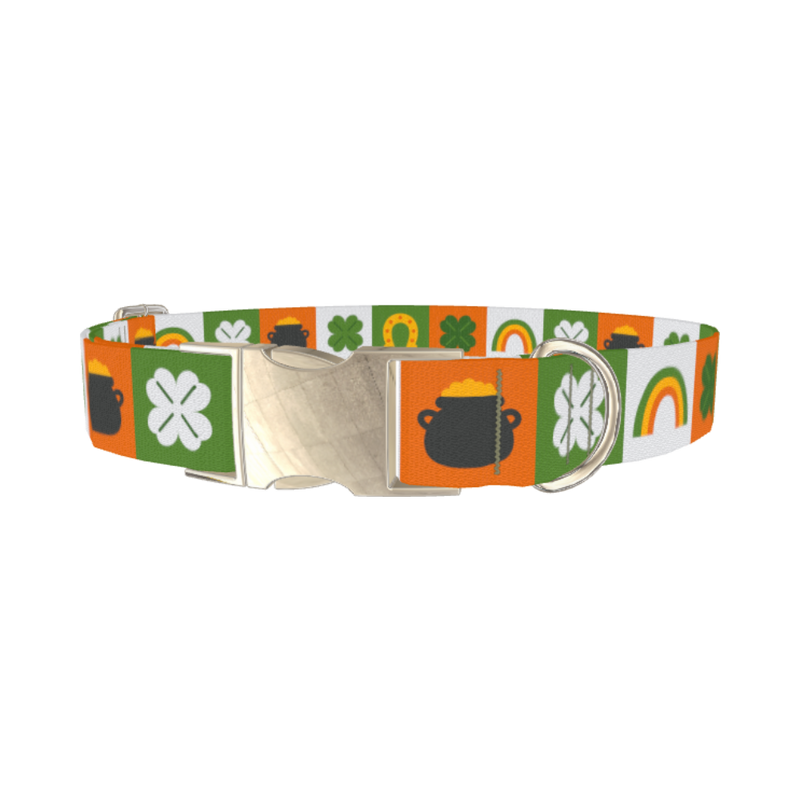 Rainbow Luck Dog Collar - metal silver