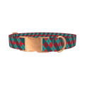 Rhombus Plaid Dog Collar - metal rose gold