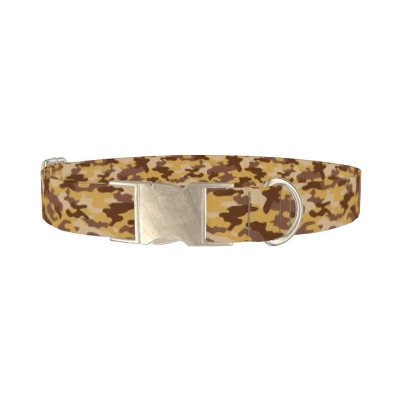 Desert Camo Dog Collar - metal silver
