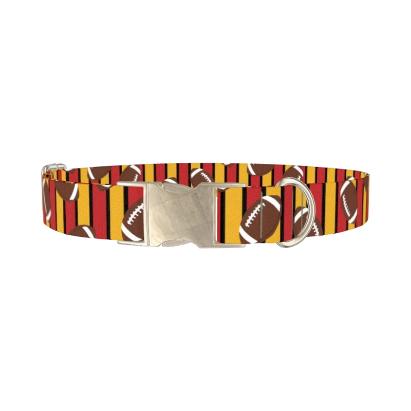 Football Stripe Dog Collar - metal silver