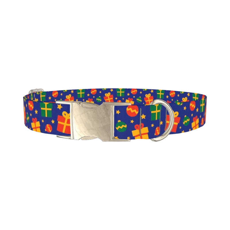 Festive Gift Dog Collar - metal silver