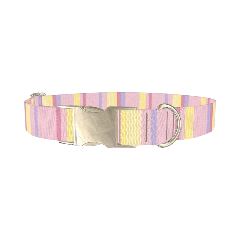 Geometric Stripe Dog Collar - metal silver