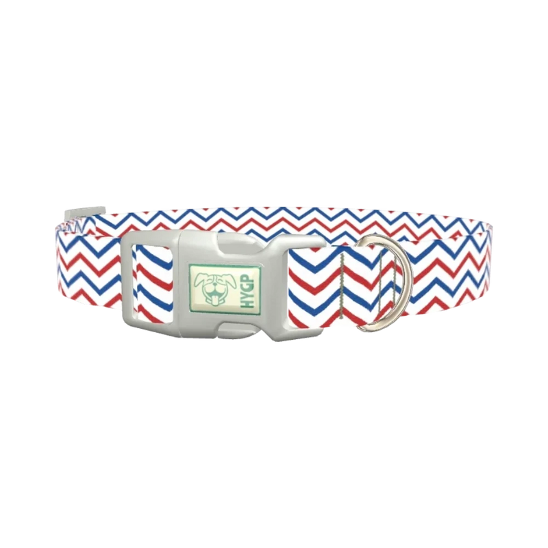 Patriotic Chevron Dog Collar - plastic silver