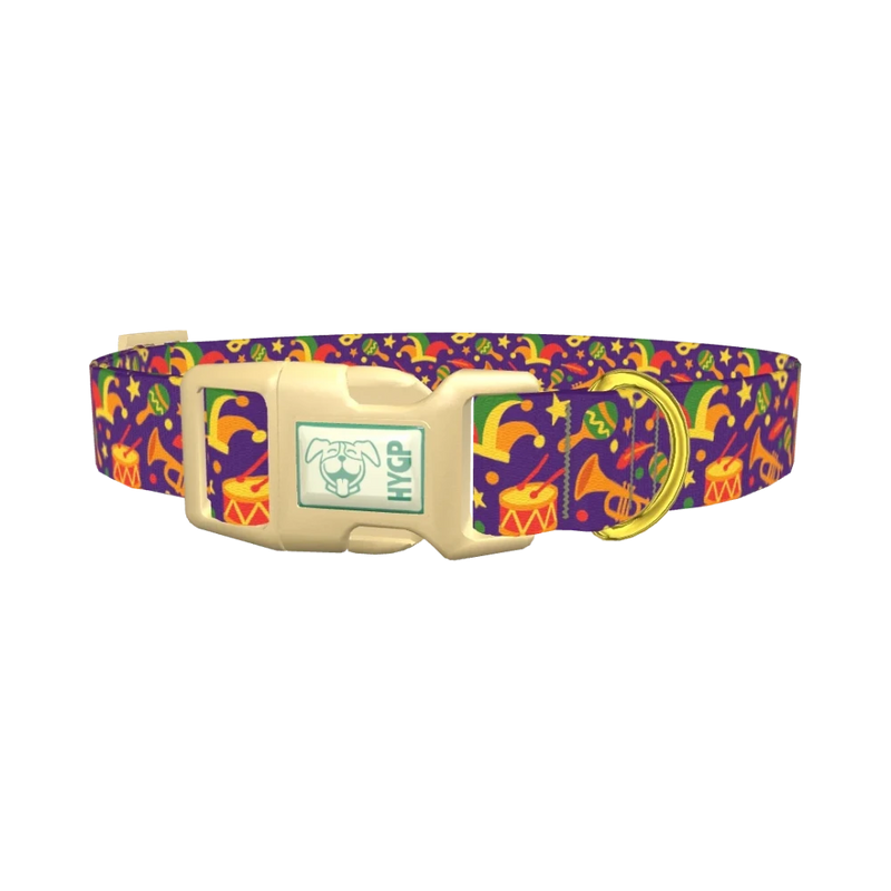 Mardi Gras Celebration Dog Collar - plastic gold
