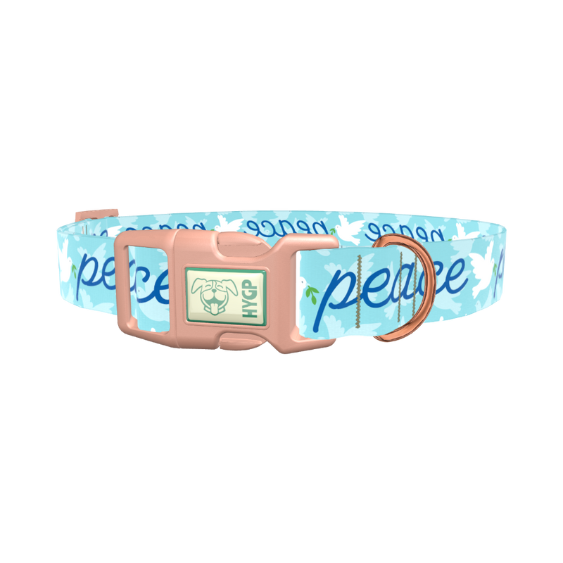 Peace Dove Dog Collar - plastic gold