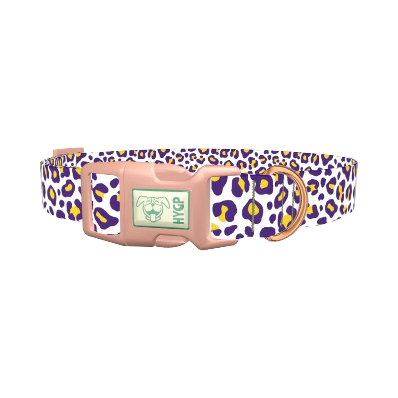 Leopard Print Dog Collar - plastic rose gold