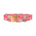 Christmas Ho Ho Pink Dog Collar - metal rose gold