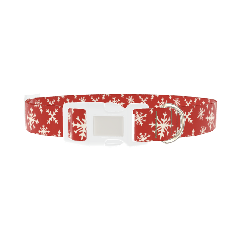 Red Snowflake Dog Collar - plastic silver