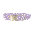 Purple Daisy Pattern Dog Collar - metal silver