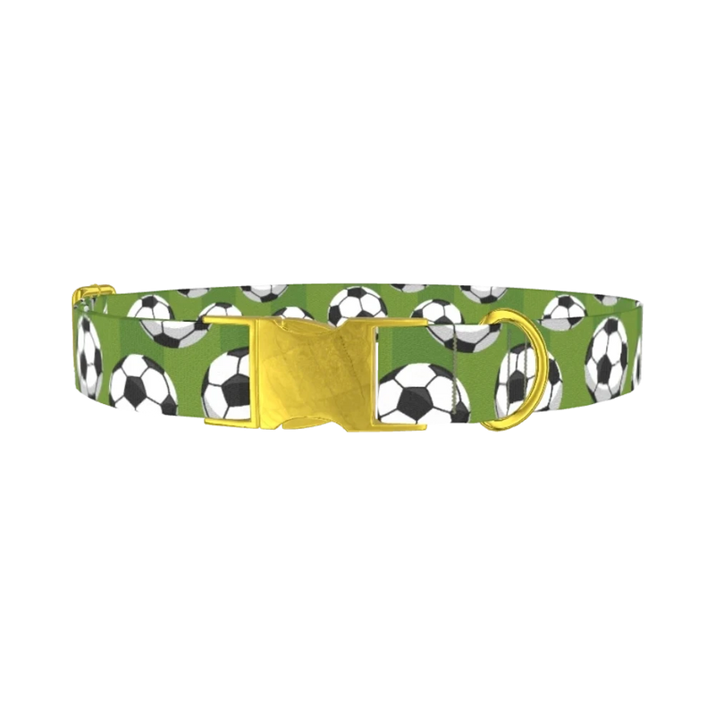 Soccer Ball Dog Collar - metal gold