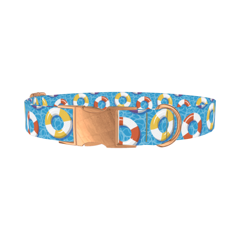 Summer Pool Dog Collar - metal rose gold