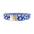 Blue Pansy Floral Dog Collar - metal gold