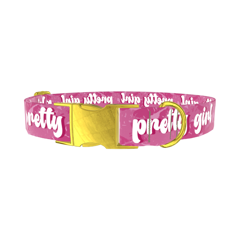 Lip Print Dog Collar - metal gold