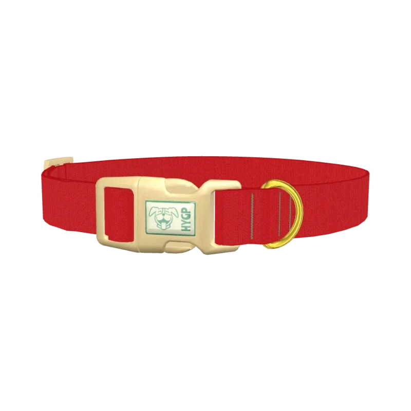 Bright Red Color Dog Collar - plastic gold