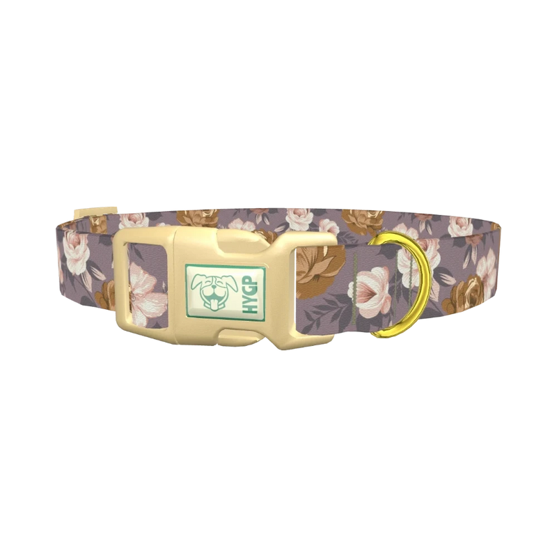 Vintage Rose Pattern Dog Collar - plastic gold