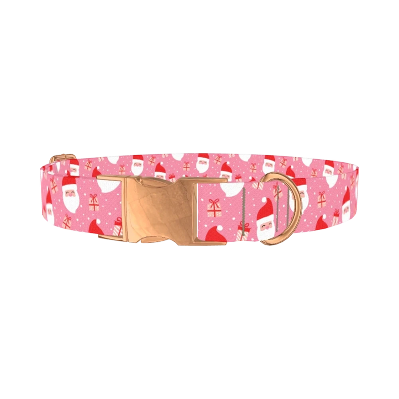 Christmas Santa Dog Collar - metal rose gold