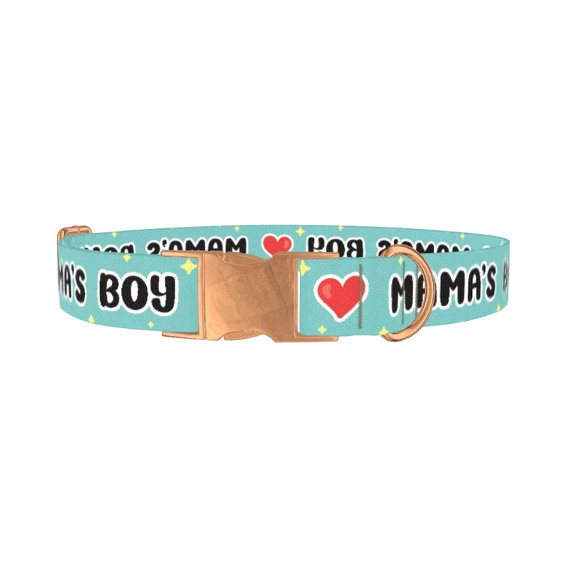 Mamas Boy Heart Dog Collar - metal rose gold