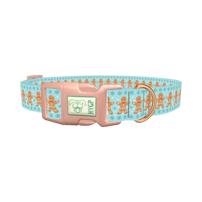 Gingerbread Snowflake Dog Collar - plastic rose gold