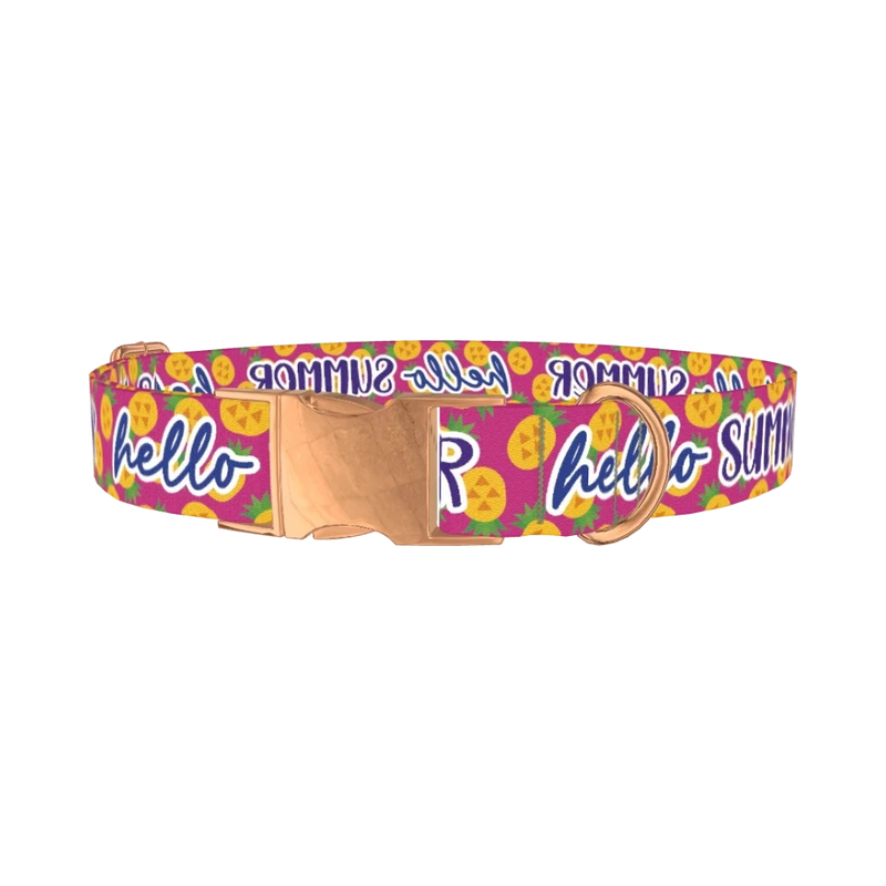 Tropical Summer Dog Collar - metal rose gold