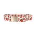Pink Strawberry Pattern Dog Collar - metal silver