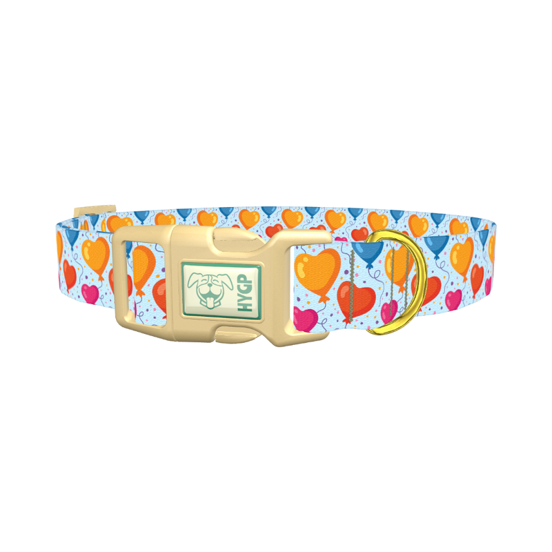 Valentine Heart Balloon Dog Collar - plastic gold