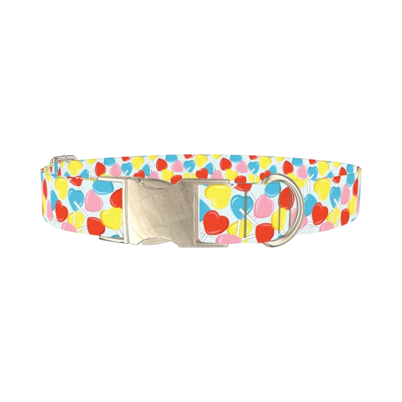 Candy Heart Dog Collar - metal silver