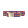 Multicolor Plaid Dog Collar - metal silver