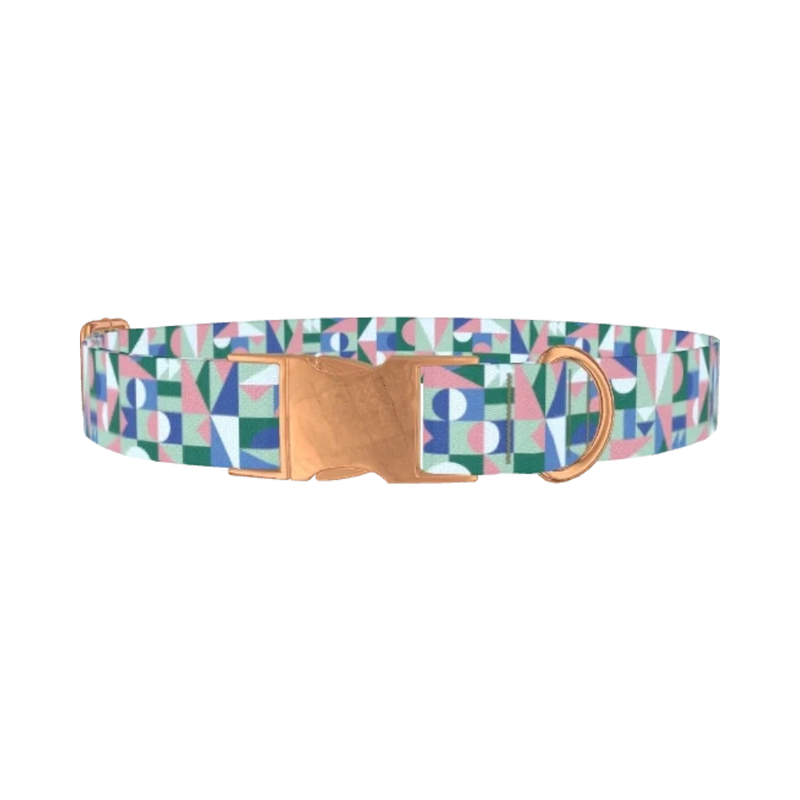 Geometric Shapes Dog Collar - metal rose gold