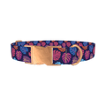 Colorful Monstera Dog Collar - metal rose gold