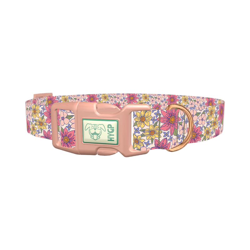 Floral Meadow Dog Collar - plastic rose gold