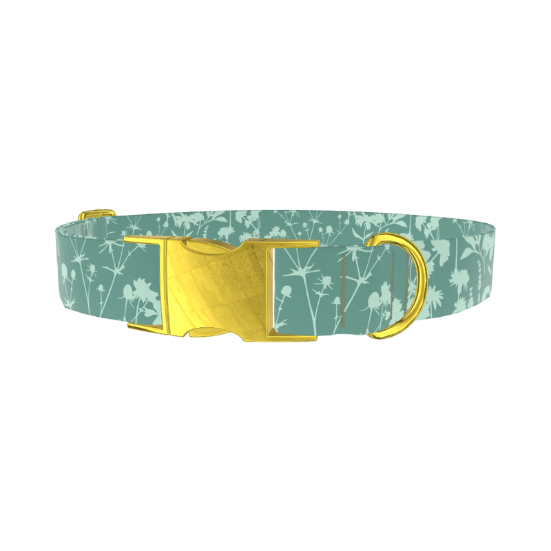 Botanical Silhouette Dog Collar - metal gold