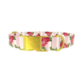 Striped Rose Pattern Dog Collar - metal gold