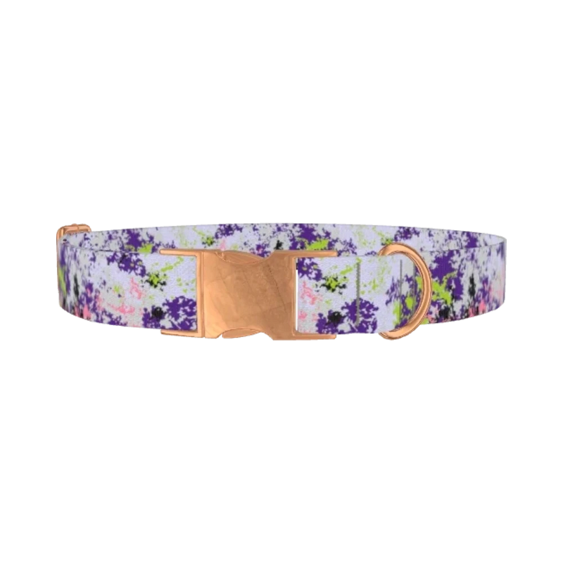 Abstract Splatter Dog Collar - metal rose gold