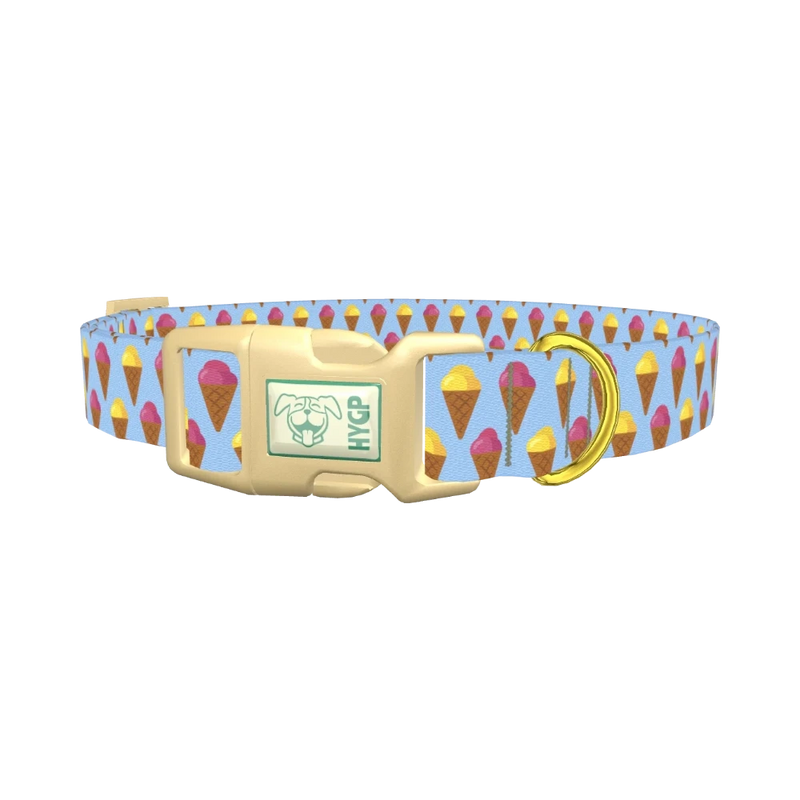 Colorful Ice Cream Cone Dog Collar - plastic gold