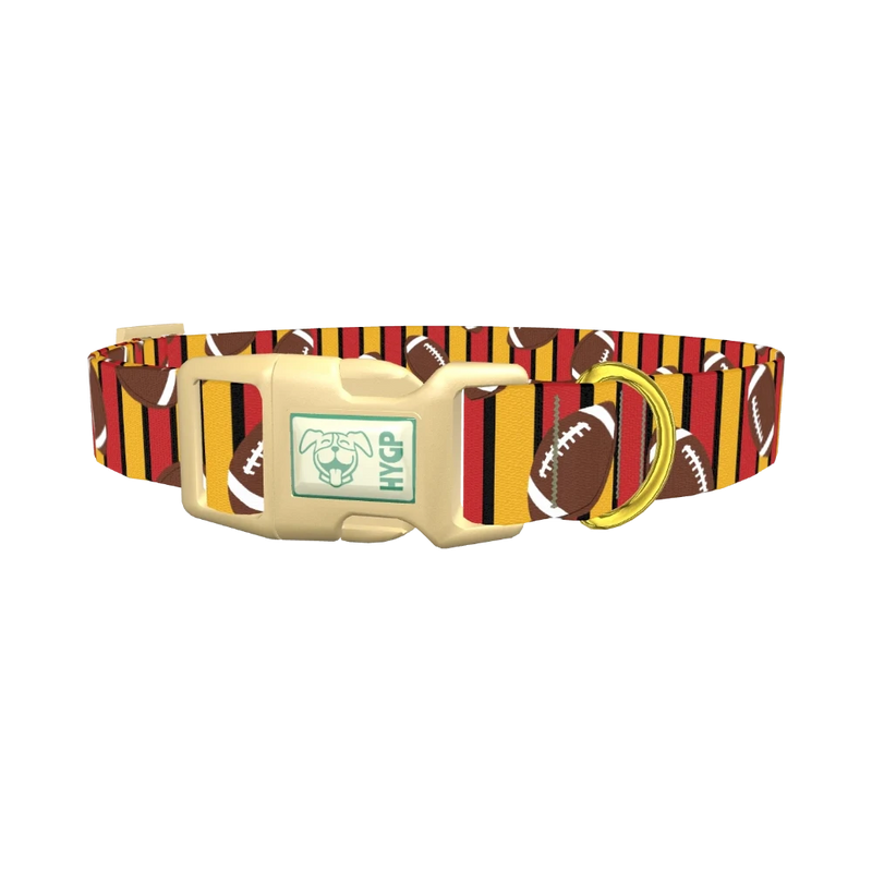 Football Stripe Dog Collar - plastic gold