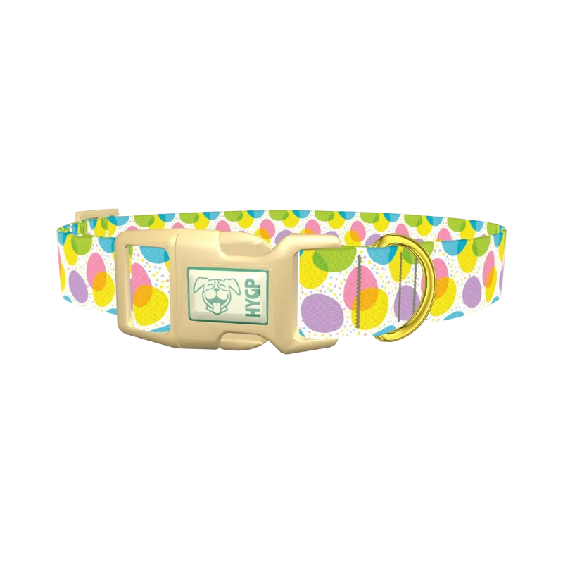 Colorful Easter Egg Pattern Dog Collar - plastic gold