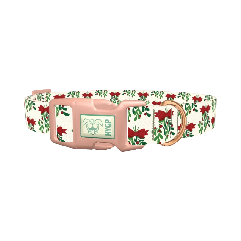 Christmas Mistletoe Dog Collar - plastic rose gold