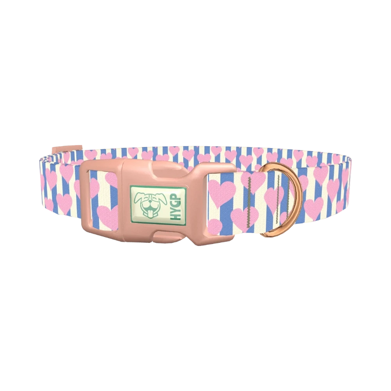 Heart Stripes Dog Collar - plastic rose gold