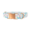 Blue Purple Floral Dog Collar - metal rose gold