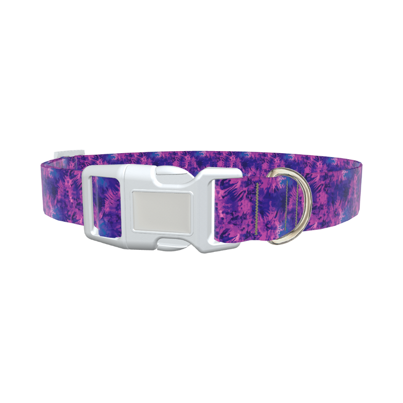 Purple Tie-Dye Dog Collar - plastic gold